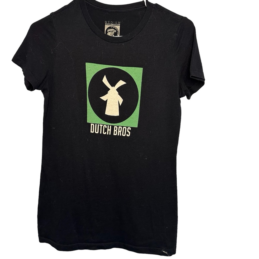 Dutch Bros Vintage Black T Green +White Windmill MEDIUM 1992 RARE TAG “BC of you